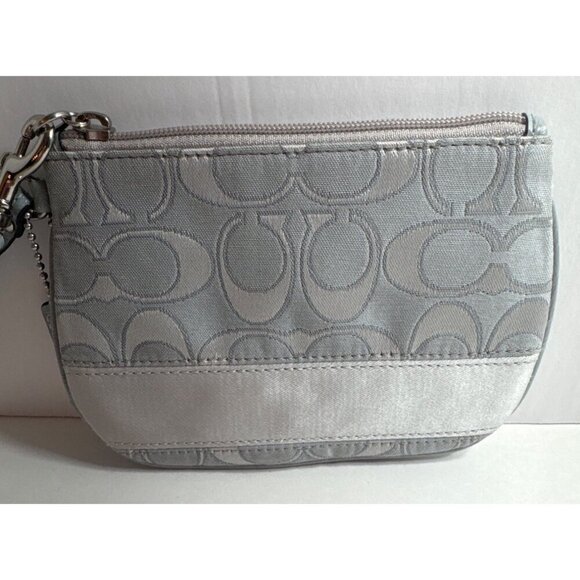 Coach Signature Gray Wristlet Pouch with mini hang tag 7”x4.5” - Picture 2 of 10